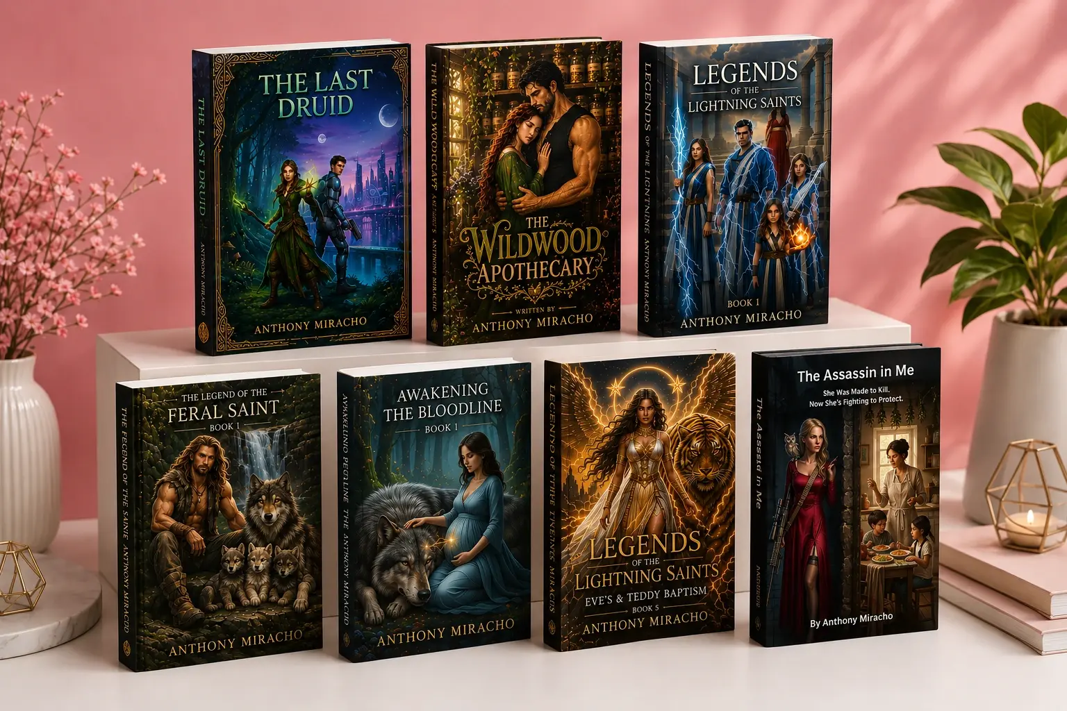 Featured ebook covers from Anthony Miracho's sci-fi and fantasy catalog